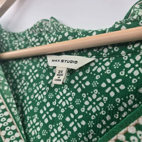 Max Studio Green Ruffled Tiered Maxi Dress 2x - Picture 13 of 15